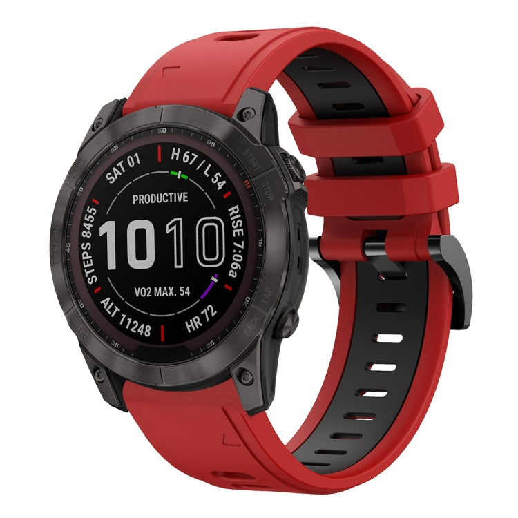 For Garmin Fenix 7X Solar 26mm Two-Color Sports Silicone Watch Band