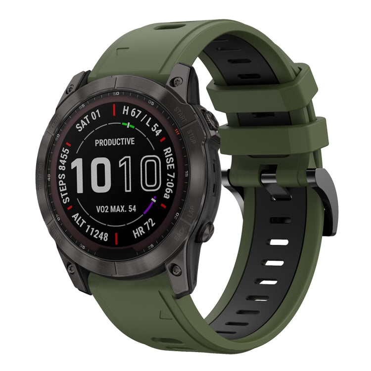 For Garmin Fenix 7X Solar 26mm Two-Color Sports Silicone Watch Band