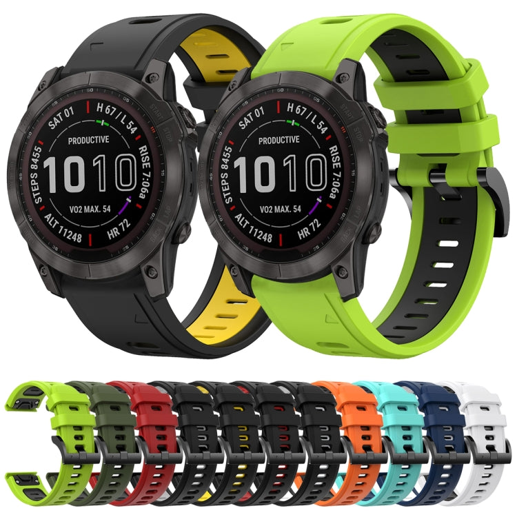 For Garmin Fenix 7X Solar 26mm Two-Color Sports Silicone Watch Band