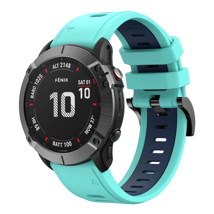 For Garmin Fenix 6X 26mm Two-Color Sports Silicone Watch Band