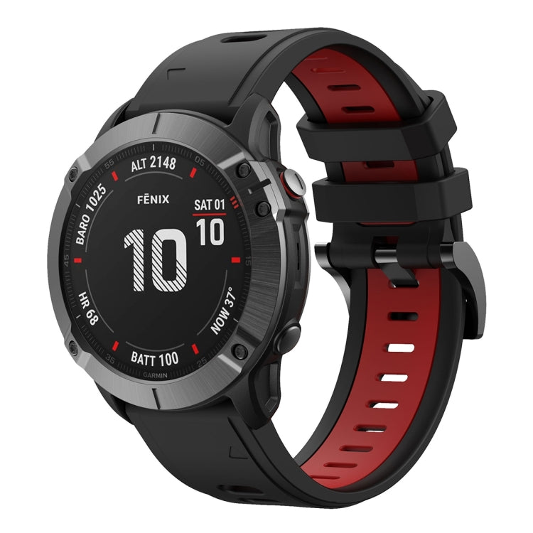 For Garmin Fenix 6X 26mm Two-Color Sports Silicone Watch Band