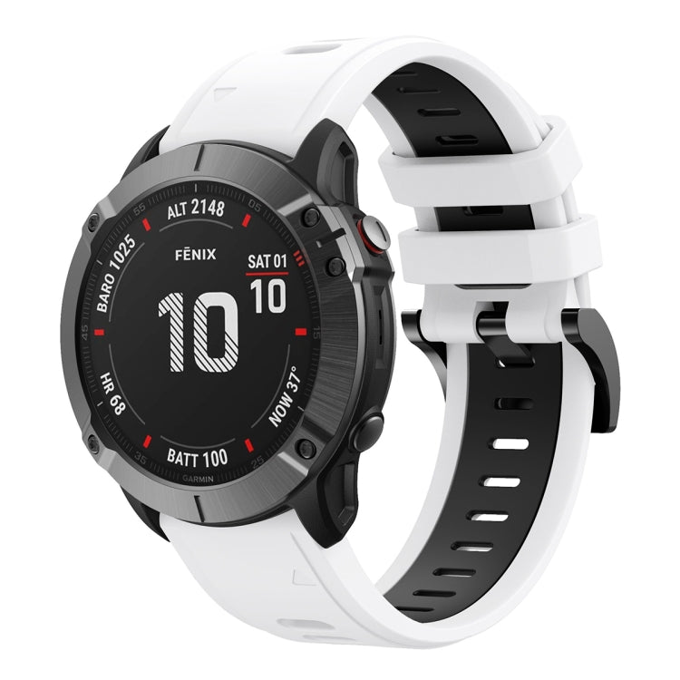 For Garmin Fenix 6X Sapphire 26mm Two-Color Sports Silicone Watch Band