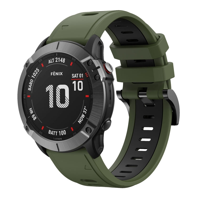 For Garmin Fenix 6X Sapphire 26mm Two-Color Sports Silicone Watch Band