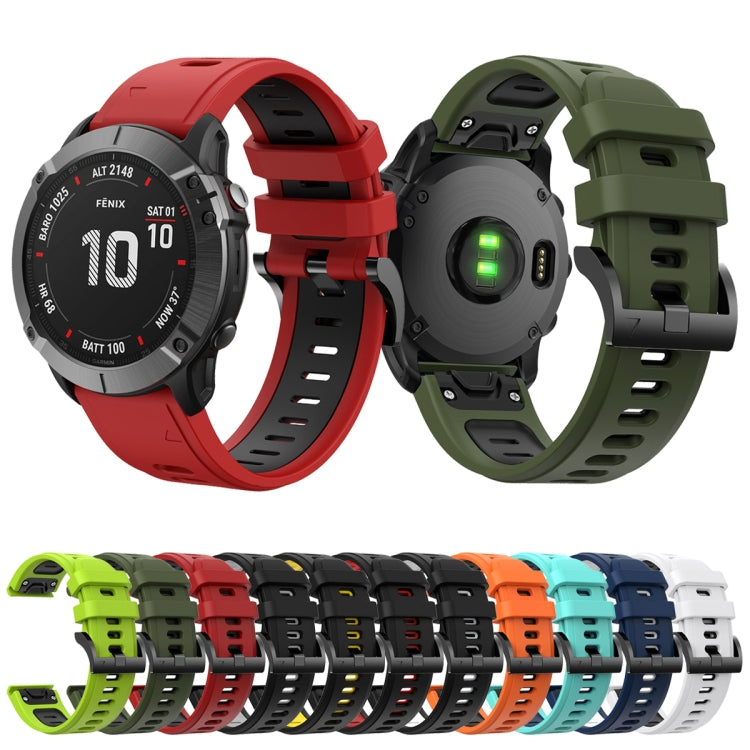 For Garmin Fenix 6X Sapphire 26mm Two-Color Sports Silicone Watch Band
