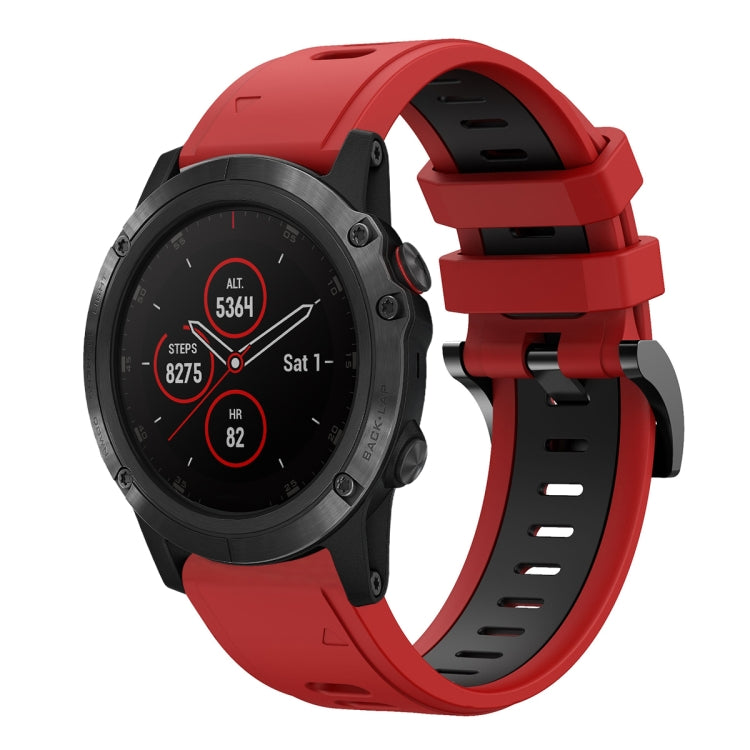 For Garmin Fenix 5X Plus 26mm Two-Color Sports Silicone Watch Band