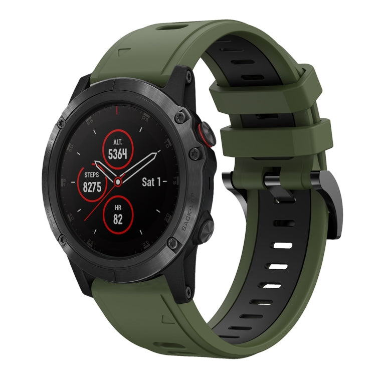 For Garmin Fenix 5X Plus 26mm Two-Color Sports Silicone Watch Band