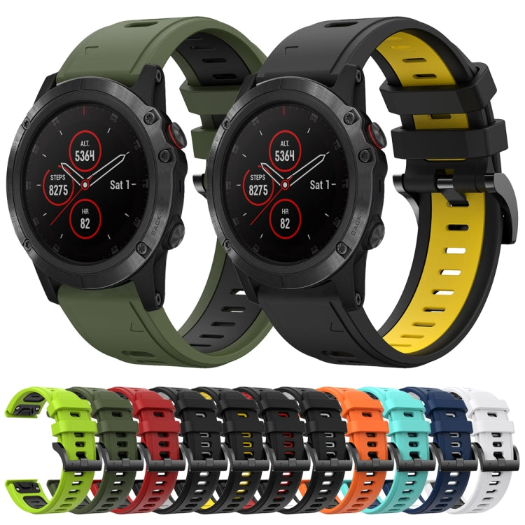 For Garmin Fenix 5X Plus 26mm Two-Color Sports Silicone Watch Band