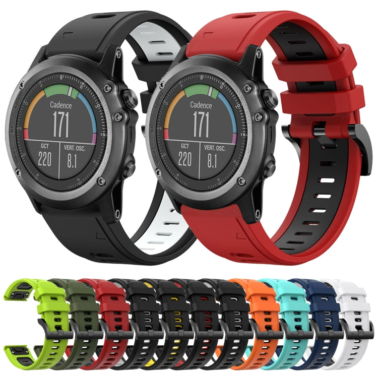 For Garmin Fenix 3 26mm Two-Color Sports Silicone Watch Band