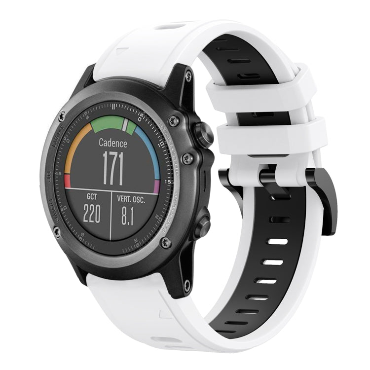 For Garmin Fenix 3 HR 26mm Two-Color Sports Silicone Watch Band