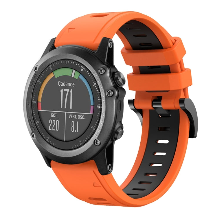 For Garmin Fenix 3 HR 26mm Two-Color Sports Silicone Watch Band