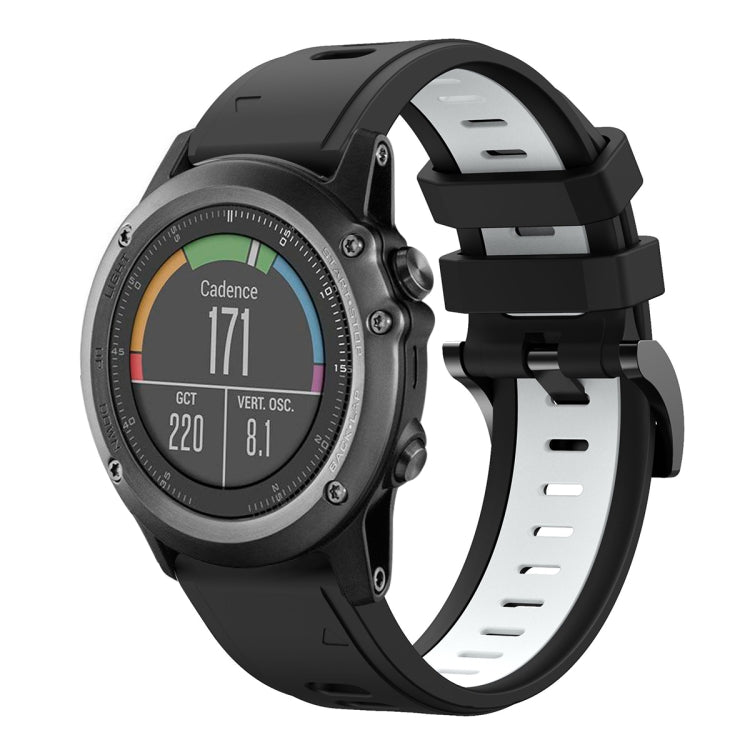 For Garmin Fenix 3 HR 26mm Two-Color Sports Silicone Watch Band