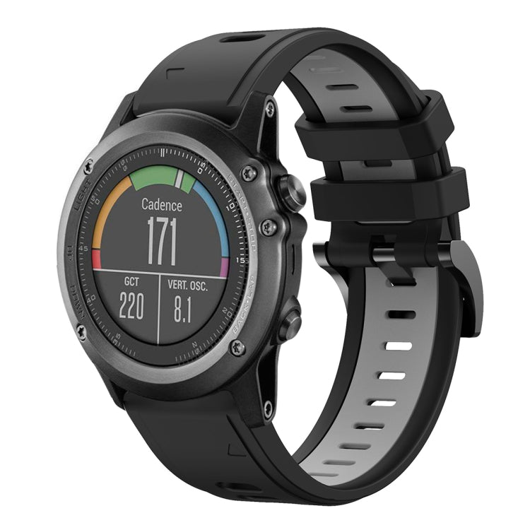 For Garmin Fenix 3 HR 26mm Two-Color Sports Silicone Watch Band