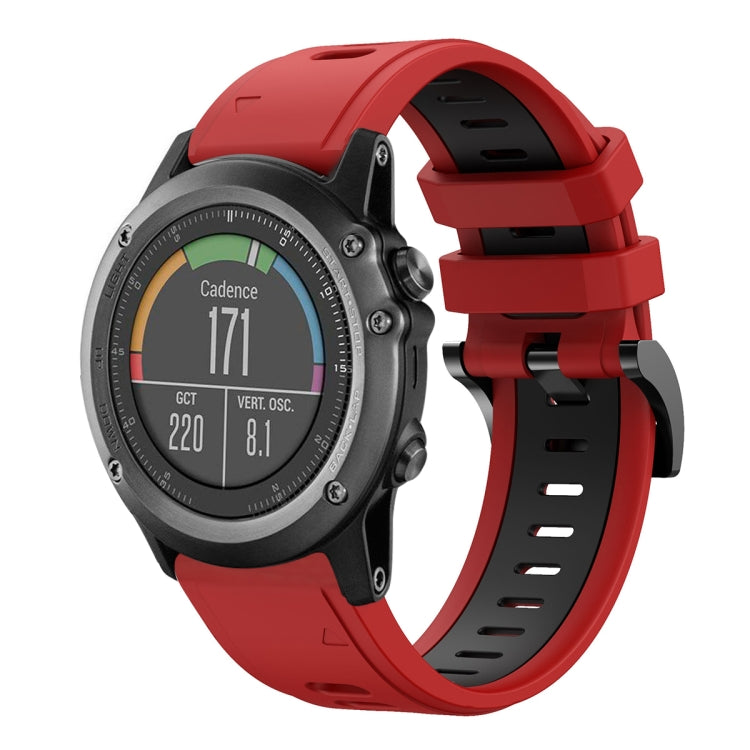 For Garmin Fenix 3 HR 26mm Two-Color Sports Silicone Watch Band