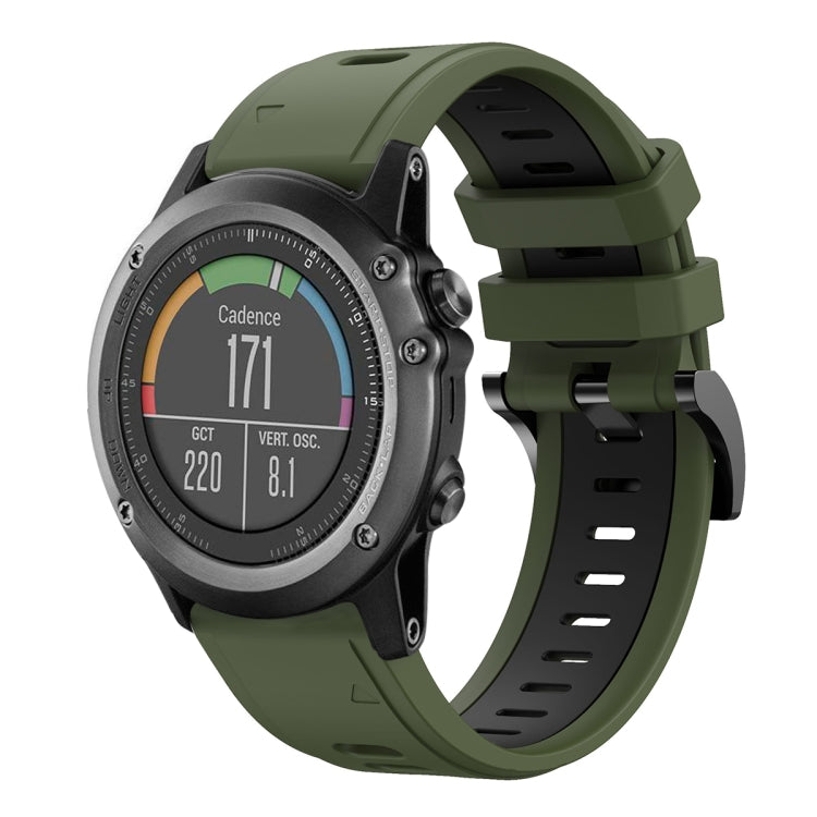 For Garmin Fenix 3 HR 26mm Two-Color Sports Silicone Watch Band