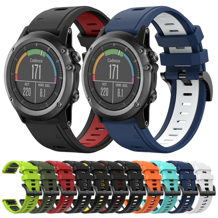 For Garmin Fenix 3 HR 26mm Two-Color Sports Silicone Watch Band