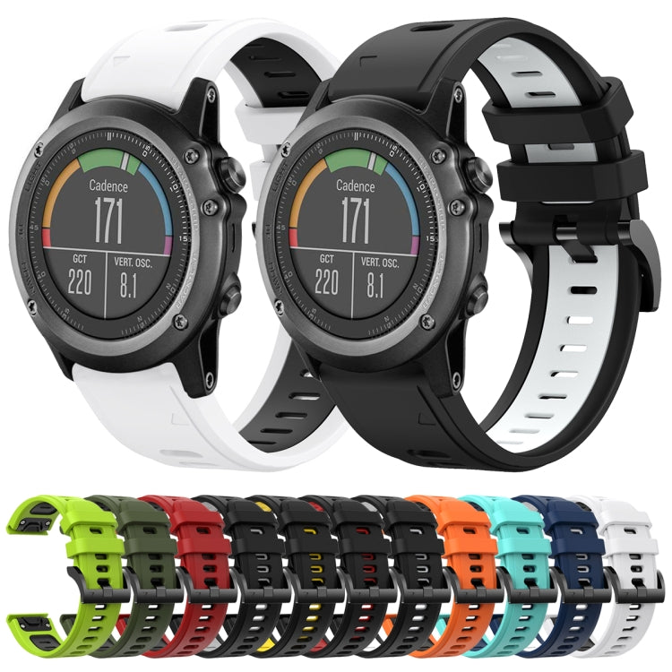 For Garmin Fenix 3 Sapphire 26mm Two-Color Sports Silicone Watch Band