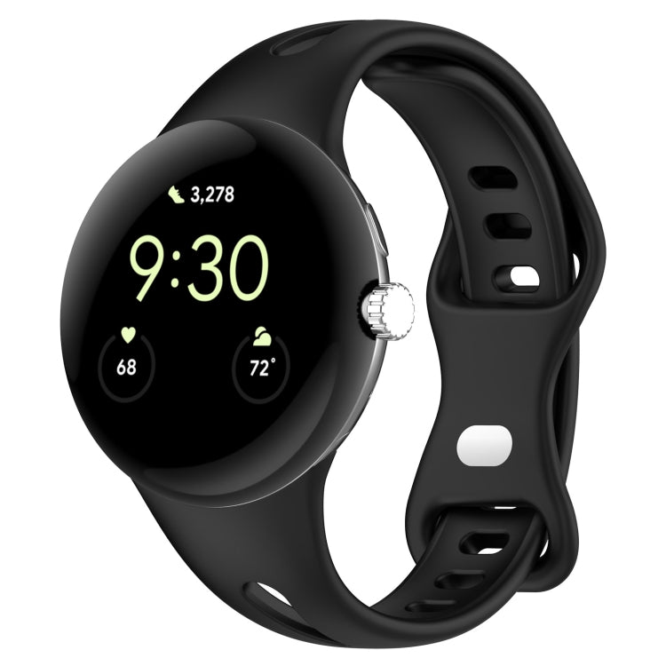 For Google Pixel Watch Water Drop Slimming Butterfly Button Solid Silicone Band