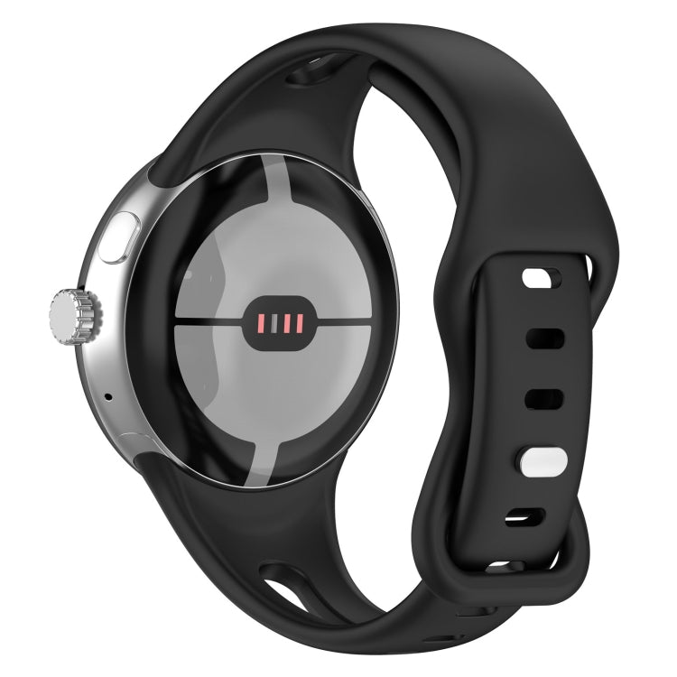 For Google Pixel Watch Water Drop Slimming Butterfly Button Solid Silicone Band