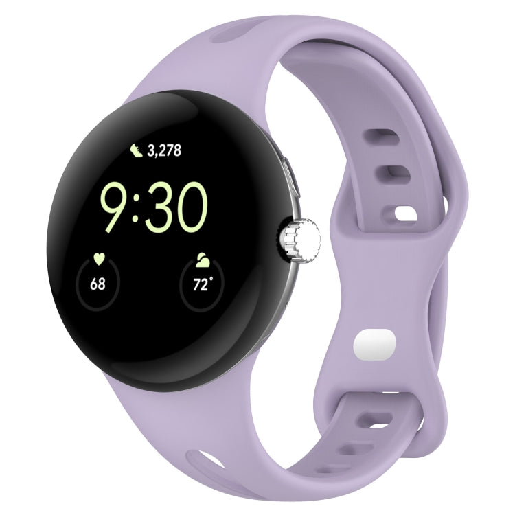For Google Pixel Watch Water Drop Slimming Butterfly Button Solid Silicone Band