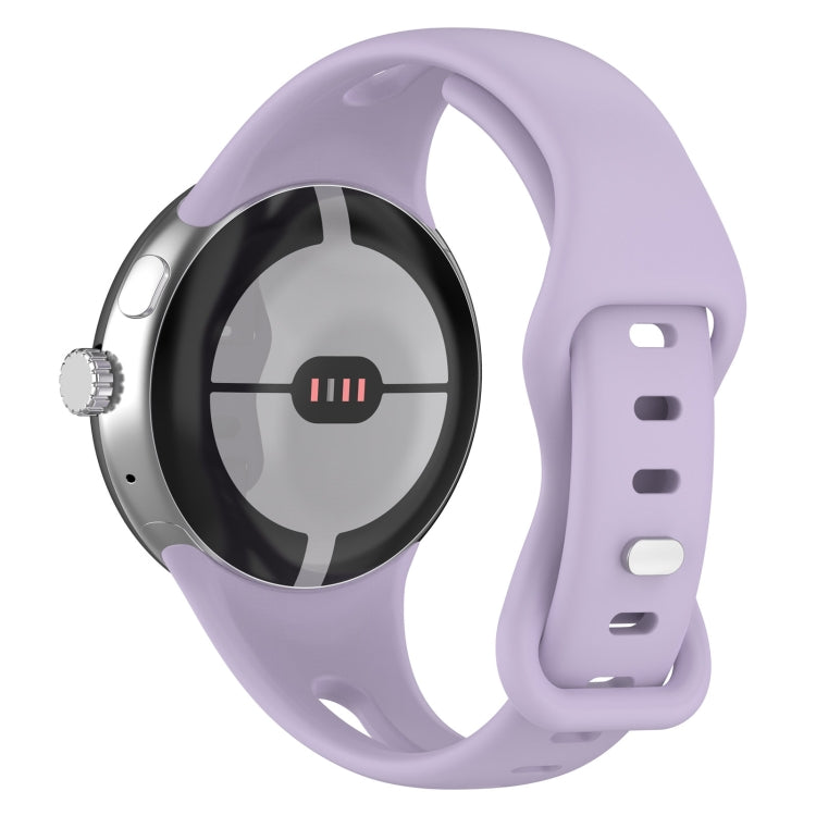 For Google Pixel Watch Water Drop Slimming Butterfly Button Solid Silicone Band