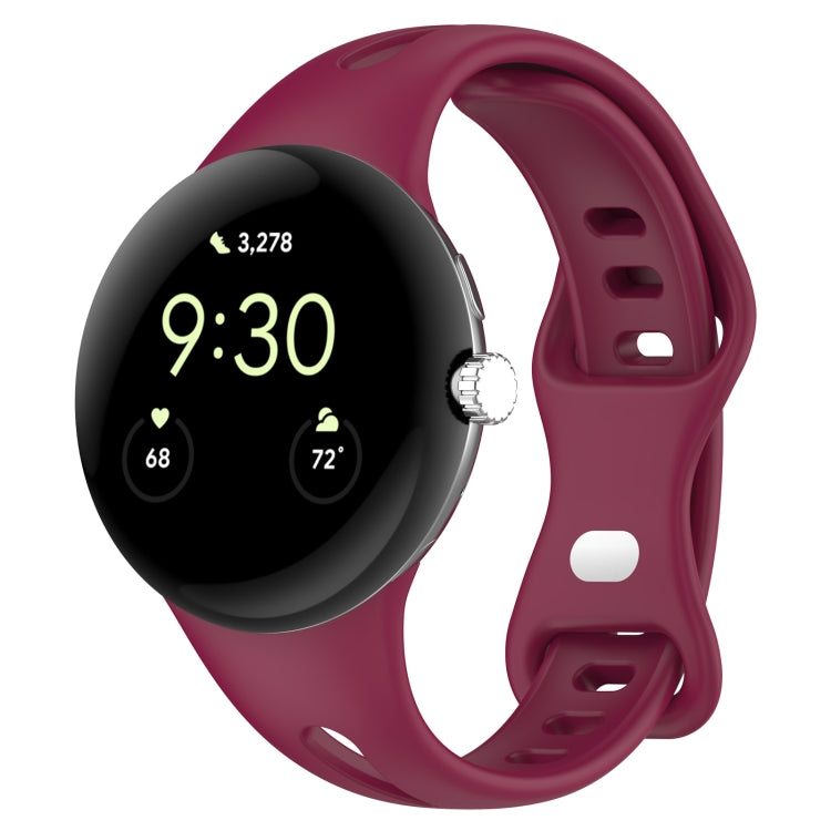 For Google Pixel Watch Water Drop Slimming Butterfly Button Solid Silicone Band