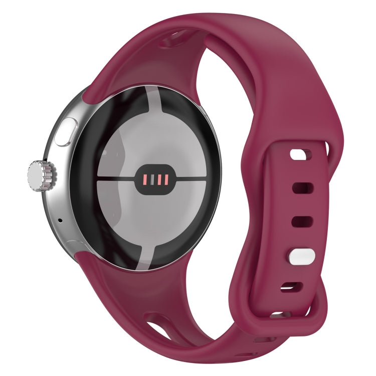 For Google Pixel Watch Water Drop Slimming Butterfly Button Solid Silicone Band