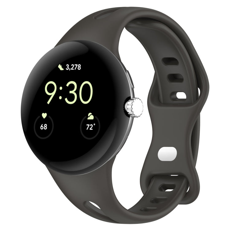 For Google Pixel Watch Water Drop Slimming Butterfly Button Solid Silicone Band