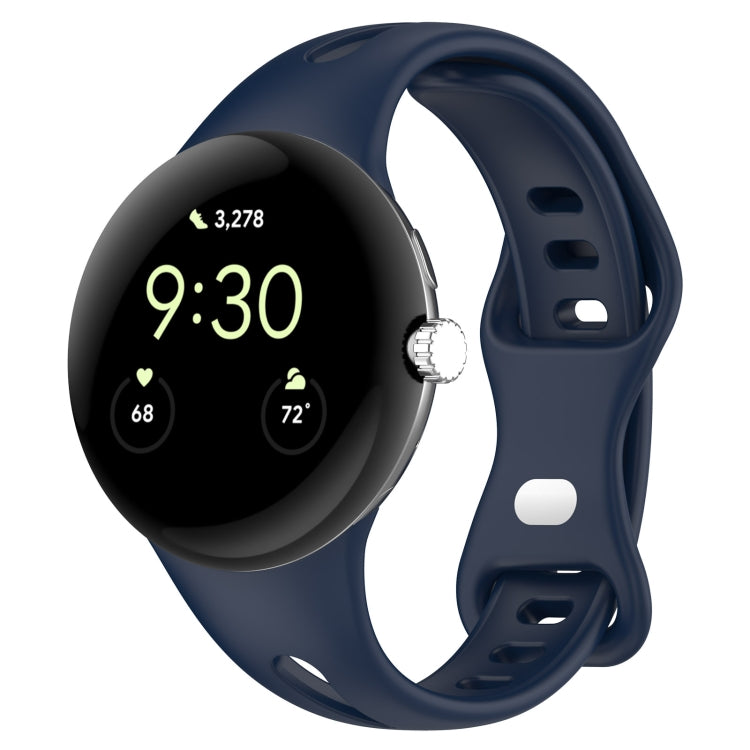 For Google Pixel Watch Water Drop Slimming Butterfly Button Solid Silicone Band
