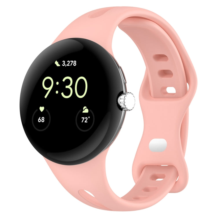 For Google Pixel Watch Water Drop Slimming Butterfly Button Solid Silicone Band