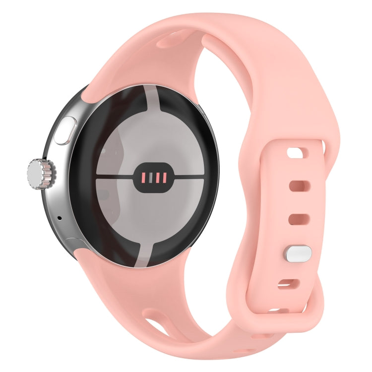 For Google Pixel Watch Water Drop Slimming Butterfly Button Solid Silicone Band