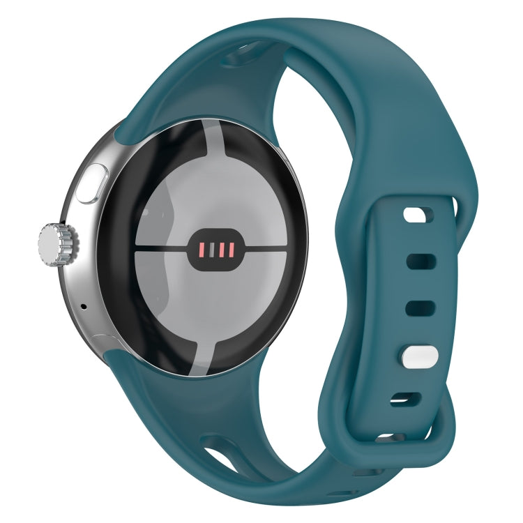 For Google Pixel Watch Water Drop Slimming Butterfly Button Solid Silicone Band