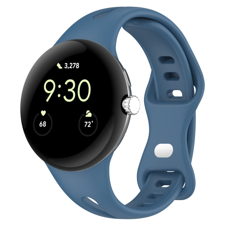 For Google Pixel Watch Water Drop Slimming Butterfly Button Solid Silicone Band