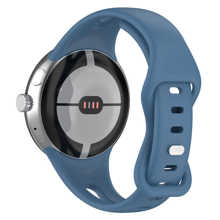 For Google Pixel Watch Water Drop Slimming Butterfly Button Solid Silicone Band
