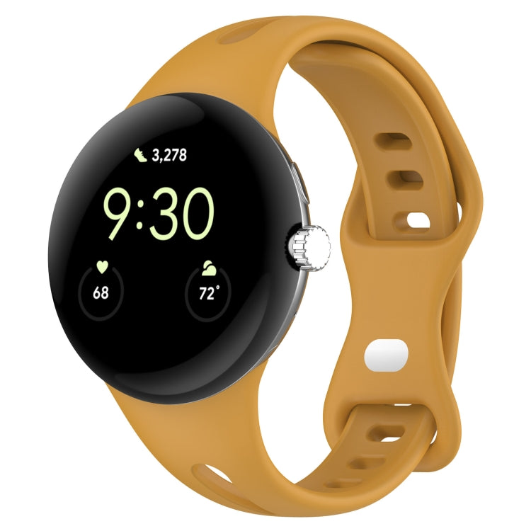 For Google Pixel Watch Water Drop Slimming Butterfly Button Solid Silicone Band