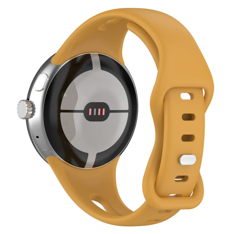 For Google Pixel Watch Water Drop Slimming Butterfly Button Solid Silicone Band