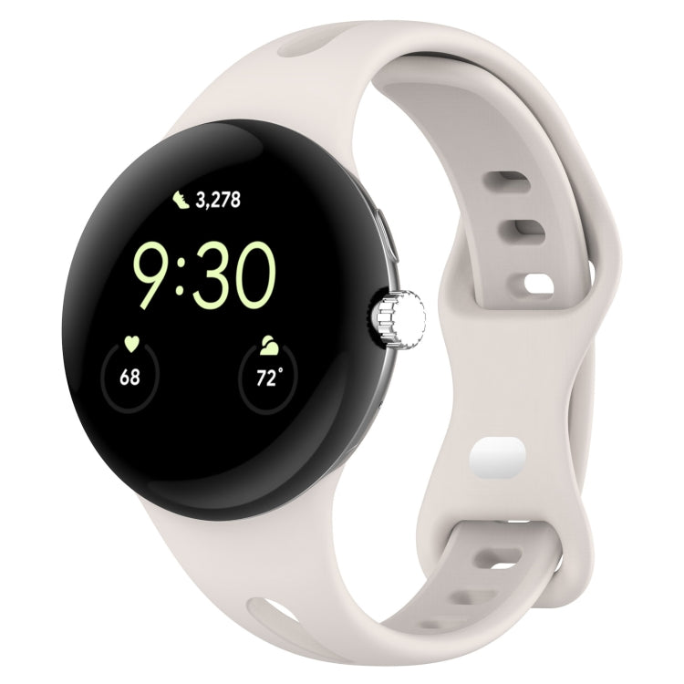 For Google Pixel Watch Water Drop Slimming Butterfly Button Solid Silicone Band