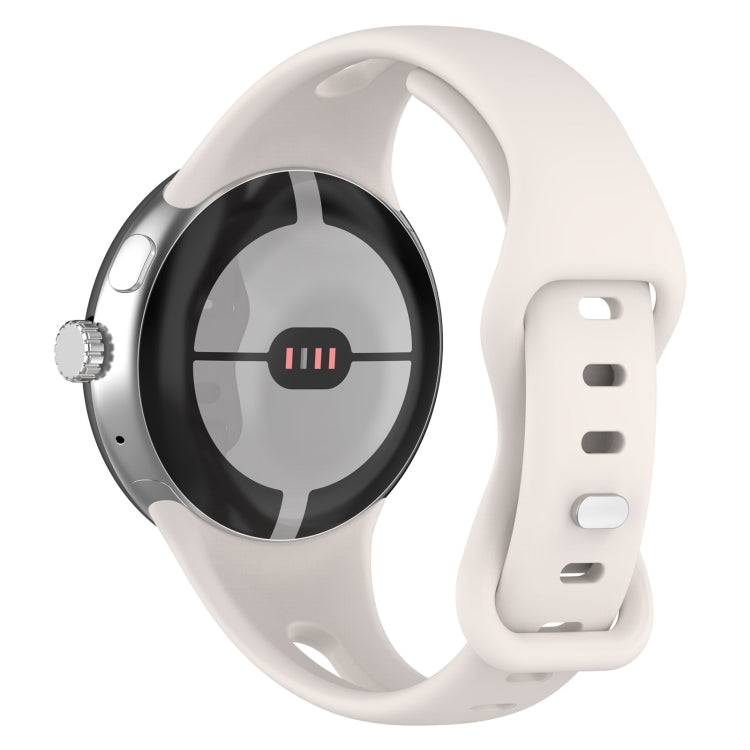 For Google Pixel Watch Water Drop Slimming Butterfly Button Solid Silicone Band
