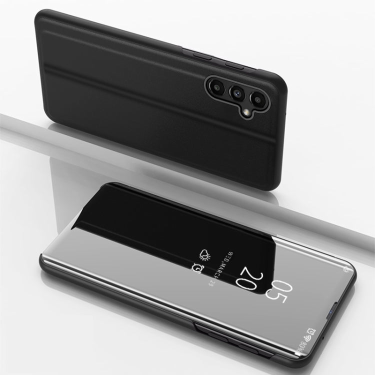 For Samsung Galaxy A14 5G Plated Mirror Horizontal Flip Leather Case with Holder