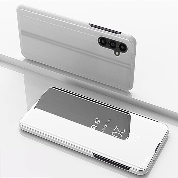 For Samsung Galaxy A14 5G Plated Mirror Horizontal Flip Leather Case with Holder