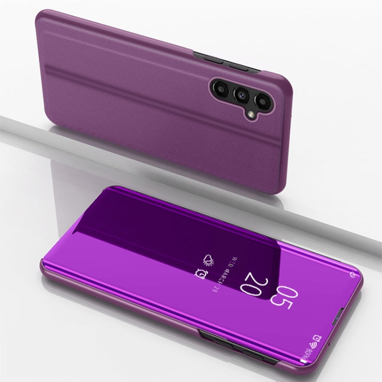 For Samsung Galaxy A14 5G Plated Mirror Horizontal Flip Leather Case with Holder