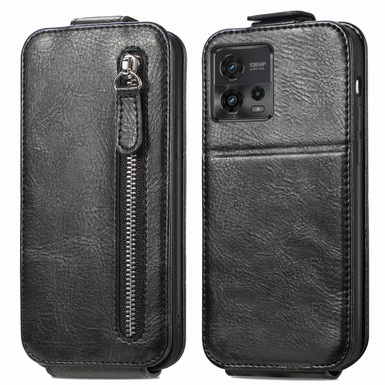 For Motorola Moto G72 Zipper Wallet Vertical Flip Leather Phone Case