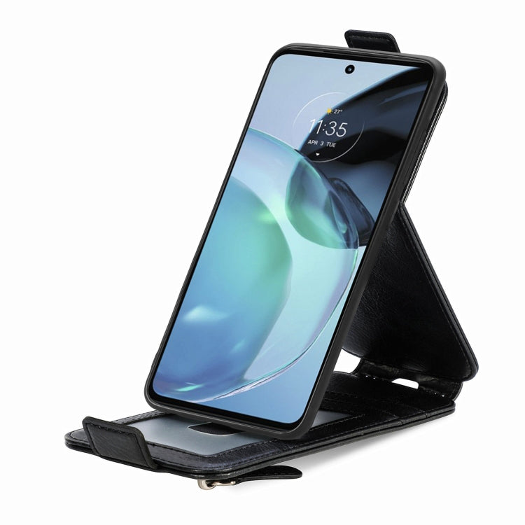 For Motorola Moto G72 Zipper Wallet Vertical Flip Leather Phone Case