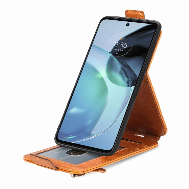 For Motorola Moto G72 Zipper Wallet Vertical Flip Leather Phone Case