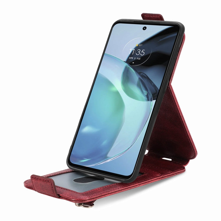For Motorola Moto G72 Zipper Wallet Vertical Flip Leather Phone Case