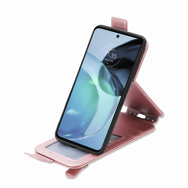 For Motorola Moto G72 Zipper Wallet Vertical Flip Leather Phone Case