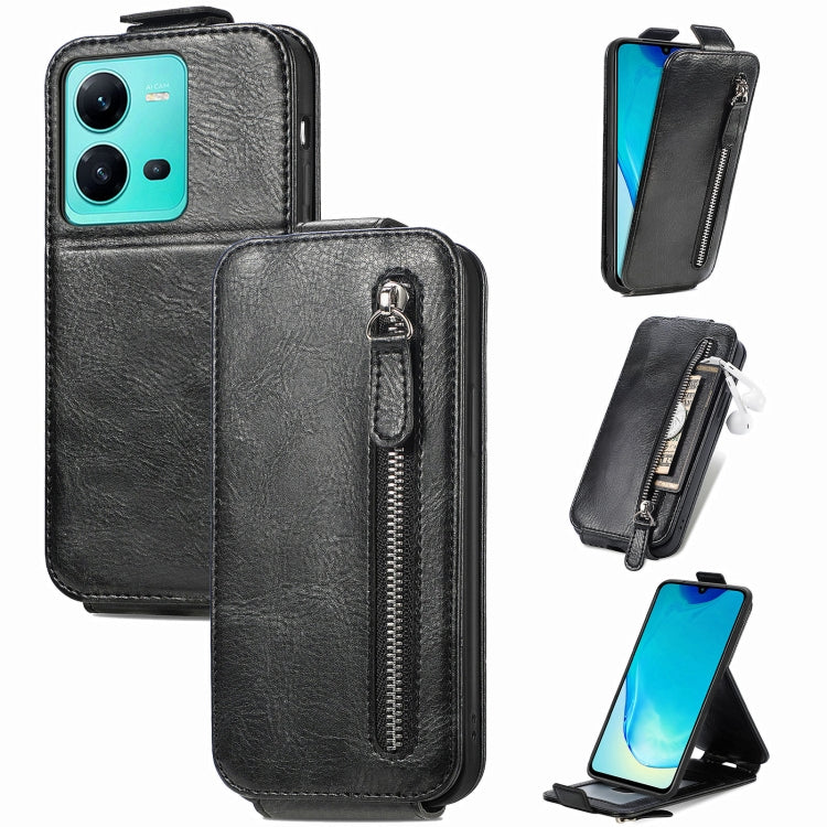 For vivo V25 Zipper Wallet Vertical Flip Leather Phone Case