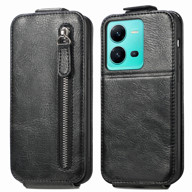 For vivo V25 Zipper Wallet Vertical Flip Leather Phone Case