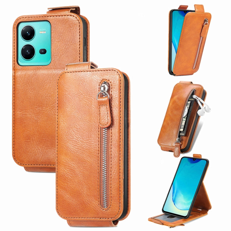 For vivo V25 Zipper Wallet Vertical Flip Leather Phone Case