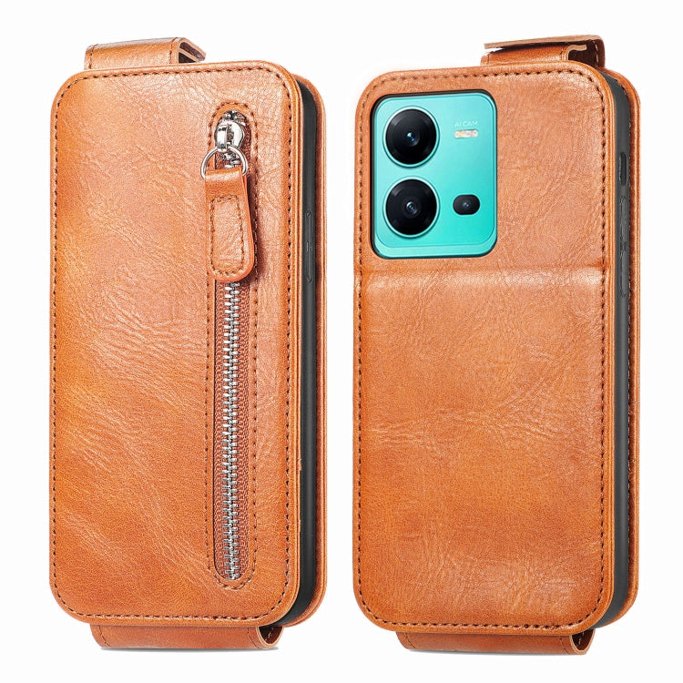 For vivo V25 Zipper Wallet Vertical Flip Leather Phone Case