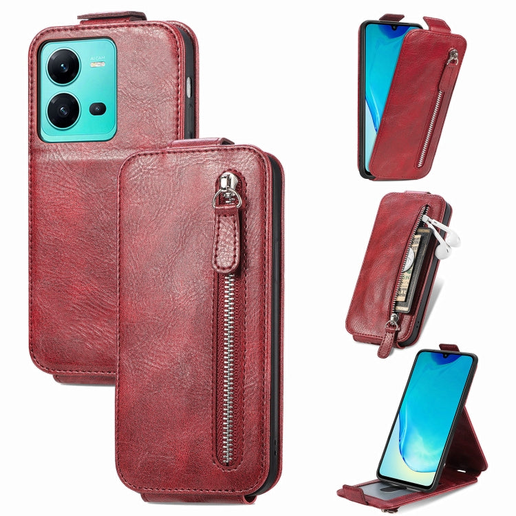 For vivo V25 Zipper Wallet Vertical Flip Leather Phone Case